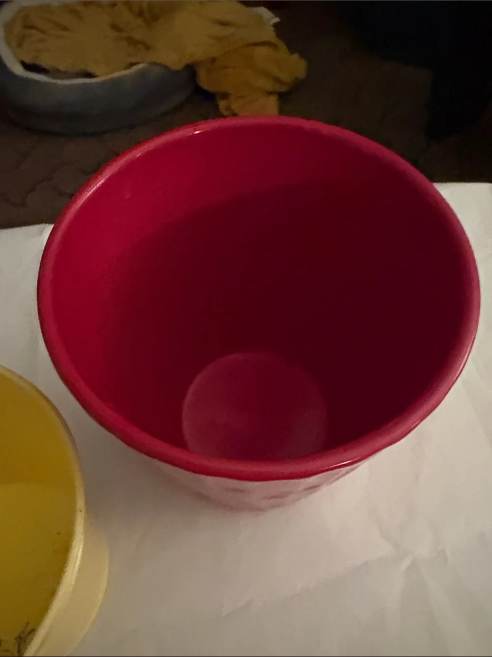 Yellow Daisy Metal Party Favor Bucket with Ribbon, red planter